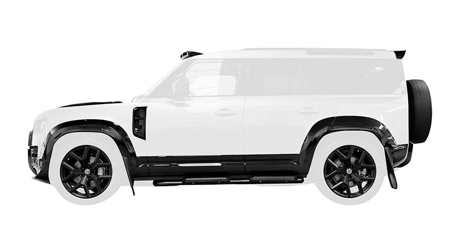 Підніжки Chequer Black Shadow для Land Rover Defender 110 / 130 / OCTA